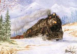 Train in Snow Solstice Card
